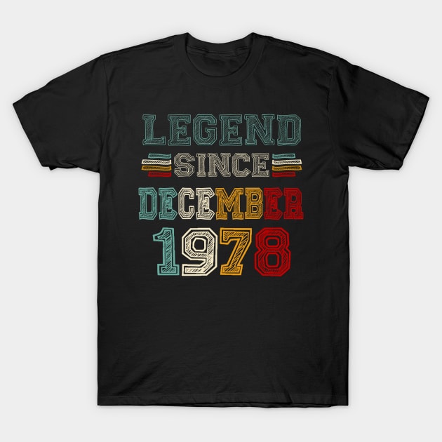 45 Years Old Legend Since December 1978 45th Birthday T-Shirt by louismcfarland